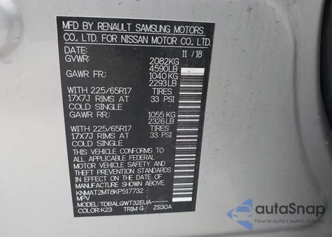 2019 Nissan Rogue Sv from USA, damaged, VIN KNMAT2MT8KP517732